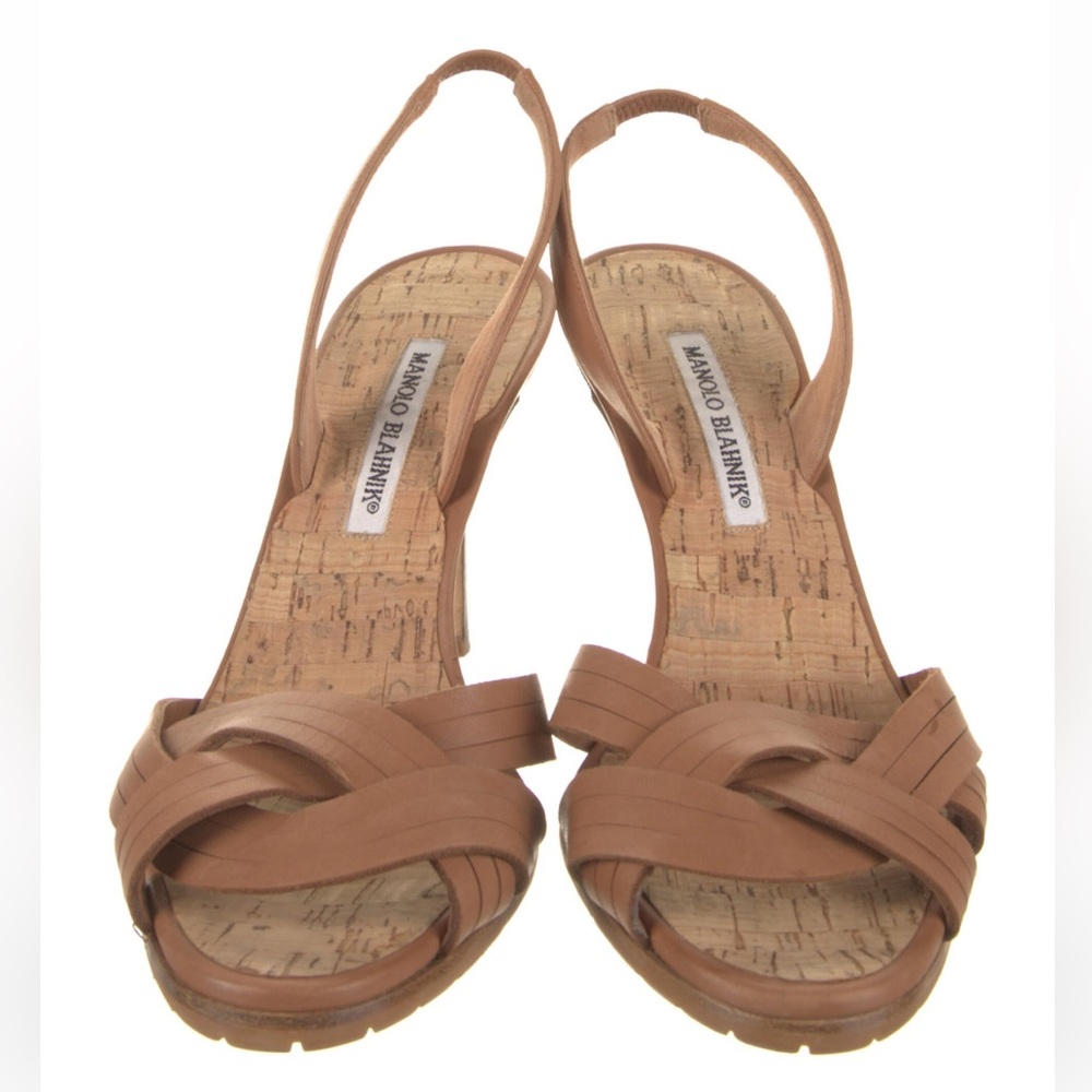 Manolo Blahnik Leather Slingback Sandals